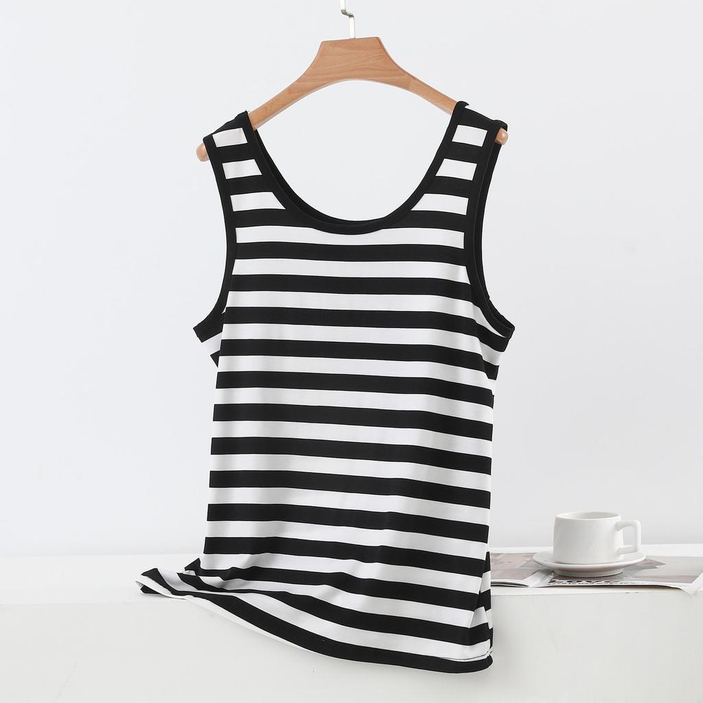 Striped Sleeveless Women's U-Neck Tank Top - Wide Shoulder Modal Camisole 2026 Summer Edition