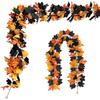 Maple Garland 1 Piece 1.75M Ideal Halloween Decorations Artificial Flowers Autumn Leaves Foliage Pumpkin Spider Fall Thanksgiving Wisteria Photography