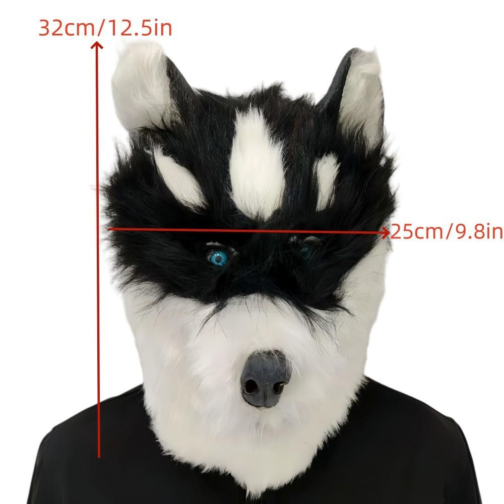 Plush Husky Head Mask With Funny Animal Costume For Halloween And Party Events