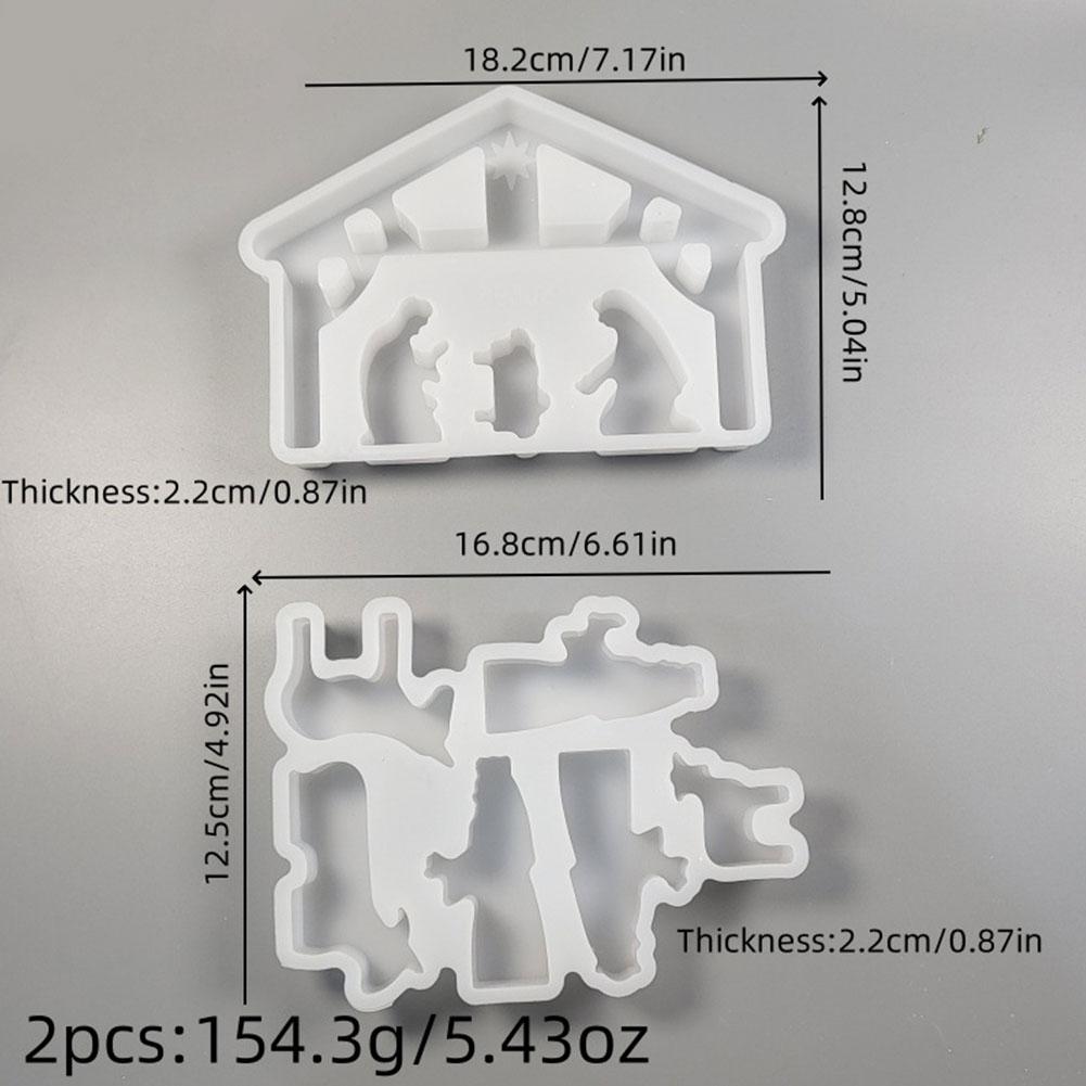Nativity Set DIY Silicone Mold Christmas Ornament Decoration 3D Holy Religion Nativity Silicone Candle Mold Table Ornament Mold