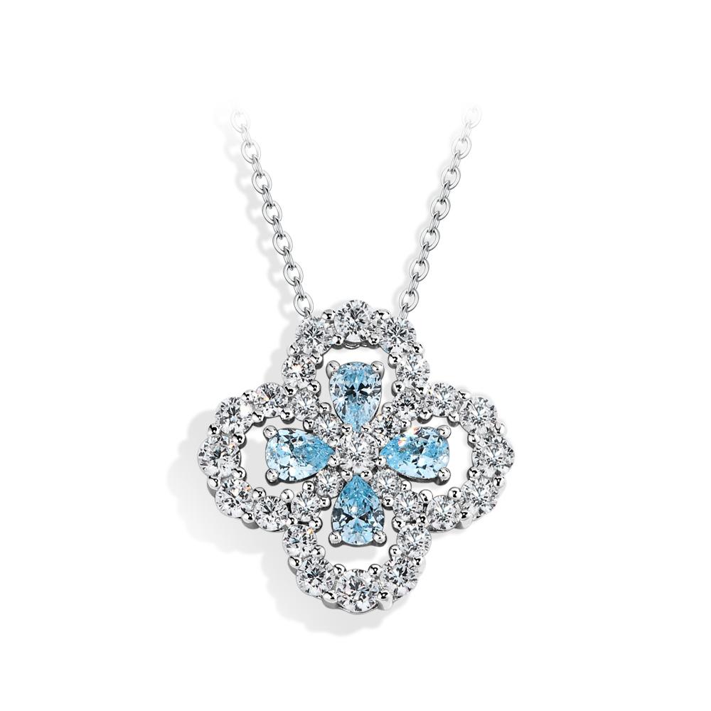 

Silver Moissanite Diamond Loop Full Motif Pendant Clover Diamond White Gold Necklaces for Women Girls Jewelry Gift 45cm&S925 Sterling Sliver