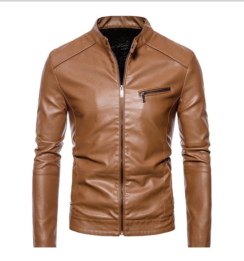 2024 Men's Autumn PU Leather Stand Collar Motorcycle Jacket - Trendy and Handsome Design