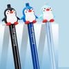 3pcs/Set Dry-quick Blue Ink Erasable Pen Press Type Penguin Ballpoint Pen Stationery Pen Gel Pen Student Use