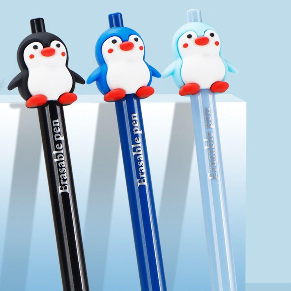 3pcs/Set Press Type Ballpoint Pen Penguin Writing Pen Smooth Writing Gel Pen Gift