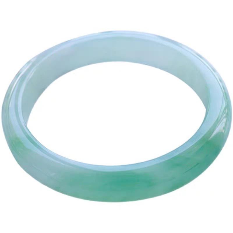Jadeite Jade Bangle: Ice Seed Floating Flower Concubine Bracelet for Women 57mm