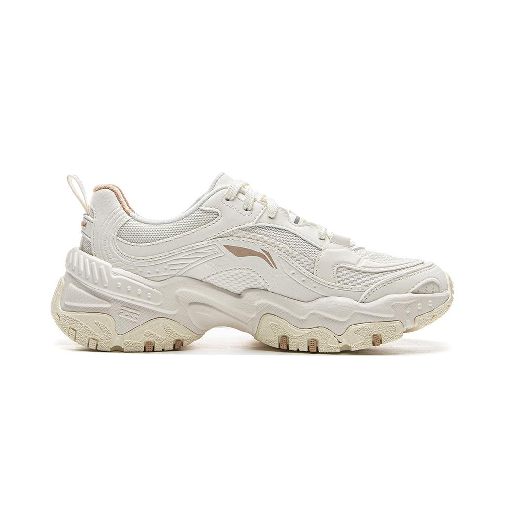 Li-Ning Classic Fashion Versatile Retro Comfortable Non-Slip Wear-Resistant Breathable Low-Top Casual Shoes Women Sneaker White AGCV128-1