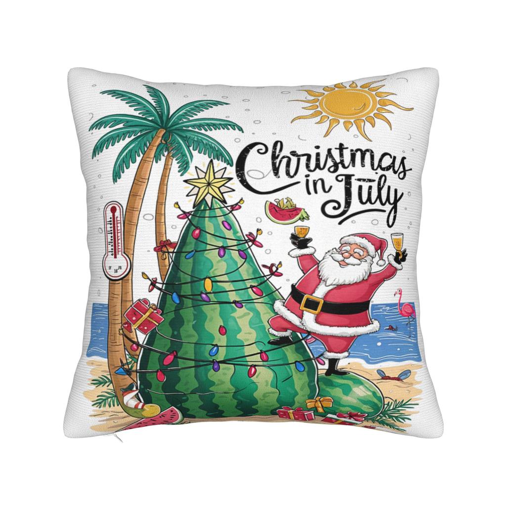 Decorative Pillow Covers Christmas In July Vacation Merch Bedroom Pillow Case Cover Square Multiple Sizes