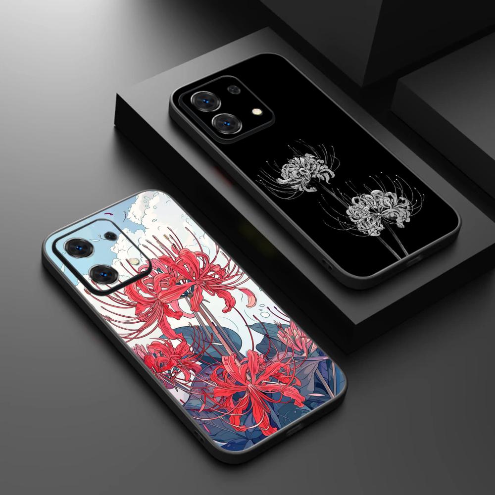 Japan Art Red Spider Lily Pattern Phone Case For Redmi Note 14 13 12 11 Pro Plus S 5G 14C A3 Soft Black Phone Cover