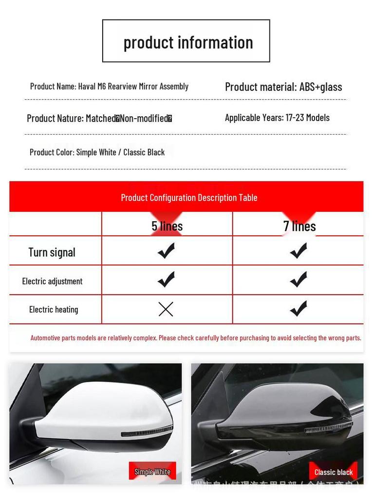 Electric Adjustable Rearview Mirror for Haval M6 (2017-2023)
