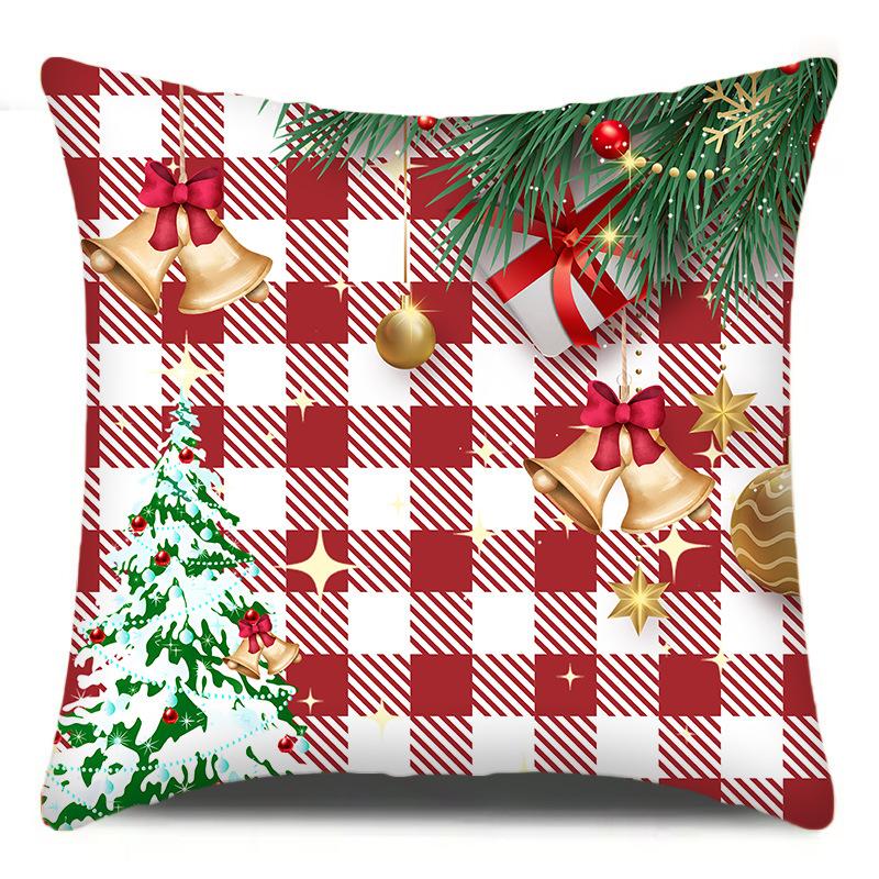 

Christmas Simple Plaid Pillow Cover Living Room Ornament Home Printing Sofa Cushion Premium Durable Quality Useful 45*45cm