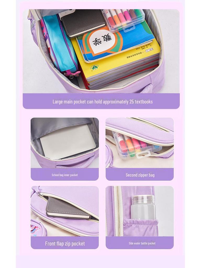 Ultra-Light, Large-Capacity Spine-Protective Schoolbag for Grades 3-6 – Unisex Children's Backpack