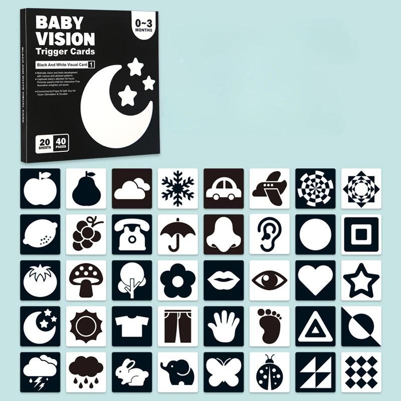 

Карточки-триггеры для зрения 3-6 месяцев Карточки для раннего развития Тренировка визуальной стимуляции для новорожденных Игрушка Монтессори