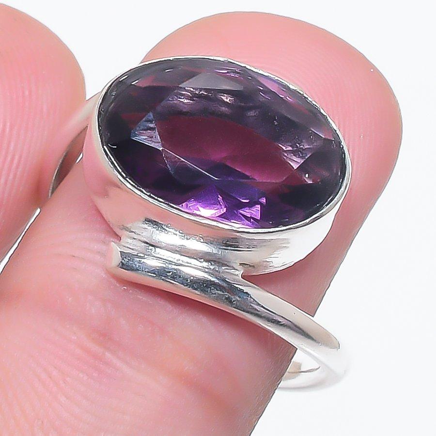 Amethyst Gemstone 925 Sterling Silver Jewelry Ring Size 7.5