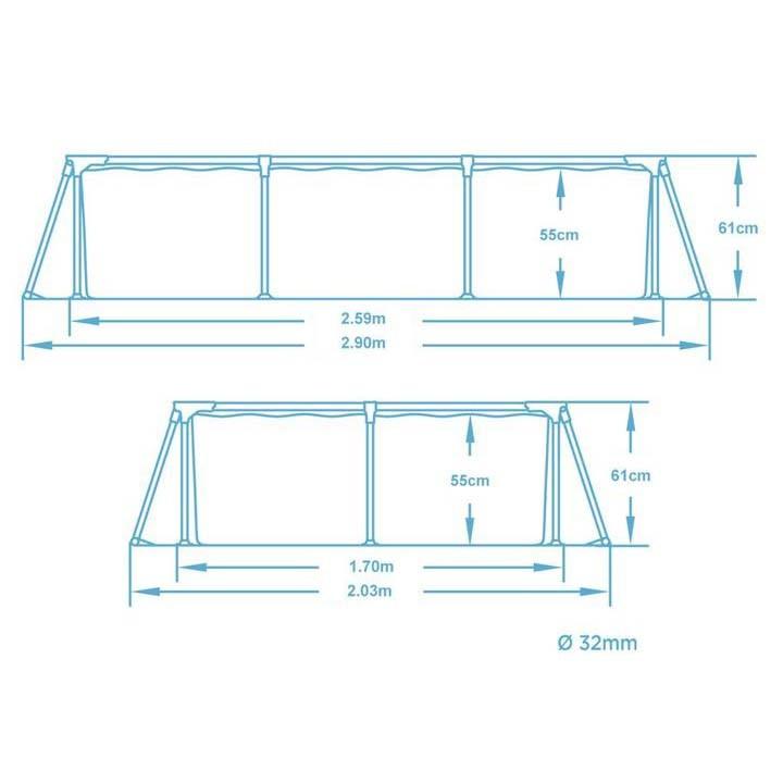 Frame Garden Pool 259X170X61 Cm 15-In-1 Set Bestway 56403N