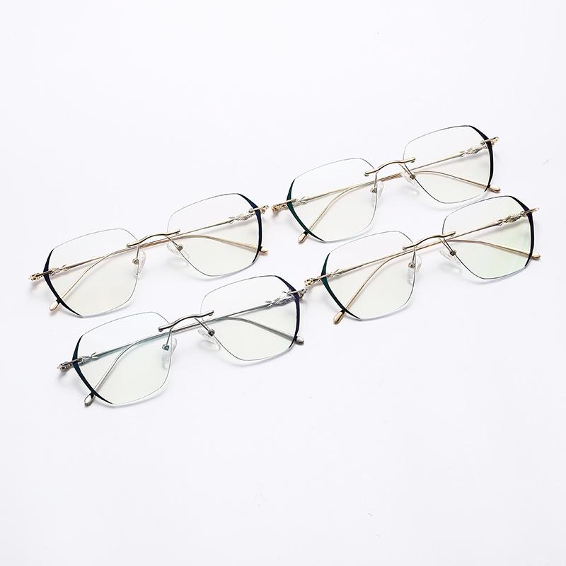 6211 Ultra-Light Hexagonal Frameless Anti-Blue Glasses, New Fashionable Plain And Thin Versatile Flat Glasses