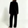 Women's Color Long Sleeve Pajama Set with Lapel Collar Top and Pants for Casual Loungewear
