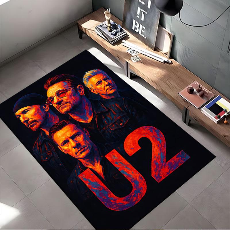 Band Portrait with U2 Logo Suitable As a Non-slip Mat for the Living Room or Bedroom Sofa