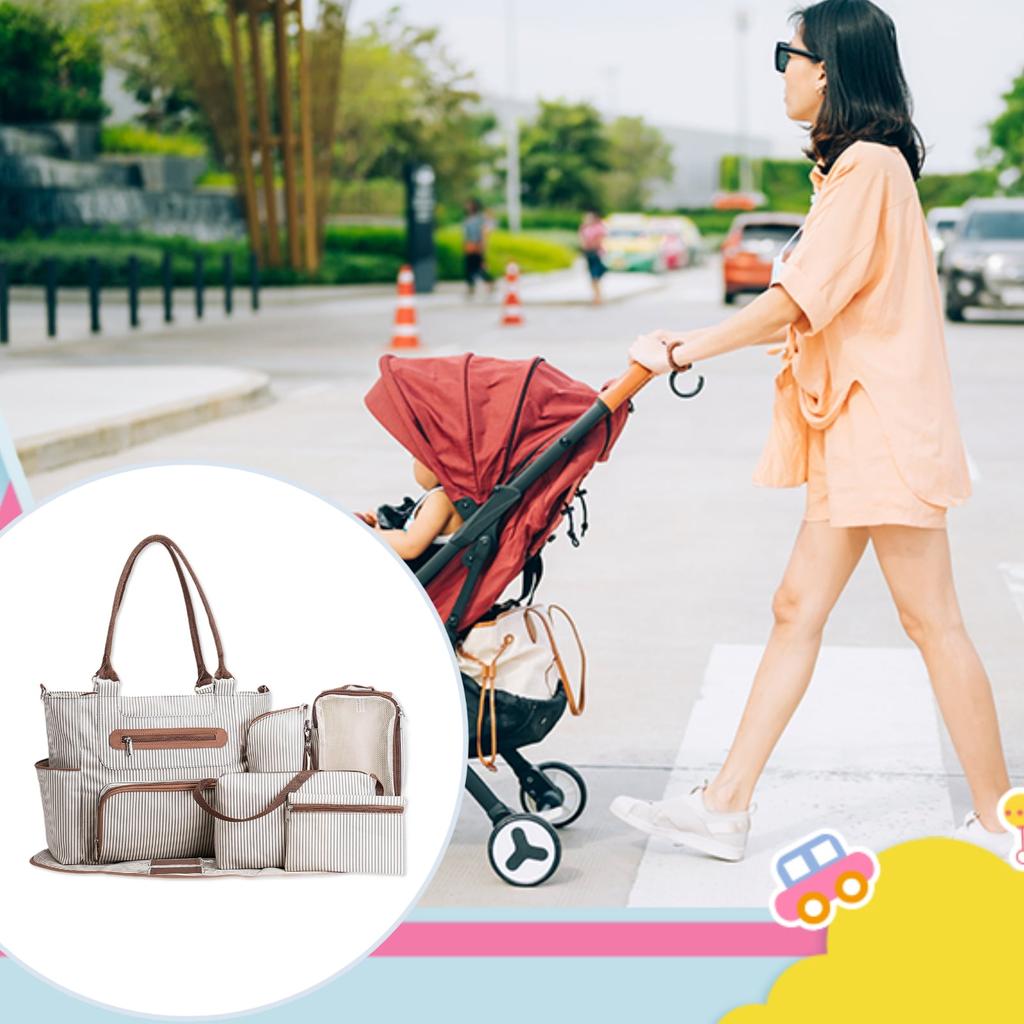 Diaper Bag Large Capacity Tote with 7 Storage Pouches