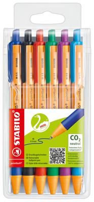 Stabilo Balpenpunt 6 Oliebasis Pen, Bal, 0,5 mm, Kleuren, 6030-6