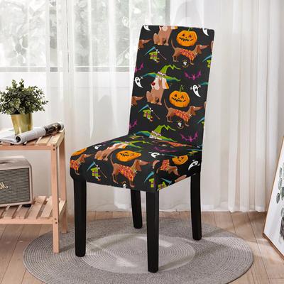 Halloween potahy na židle Jídelna Strech Elastická dýně Potisk židle Slipcover Elastický potah na kuchyňské stoličky Party Dekor