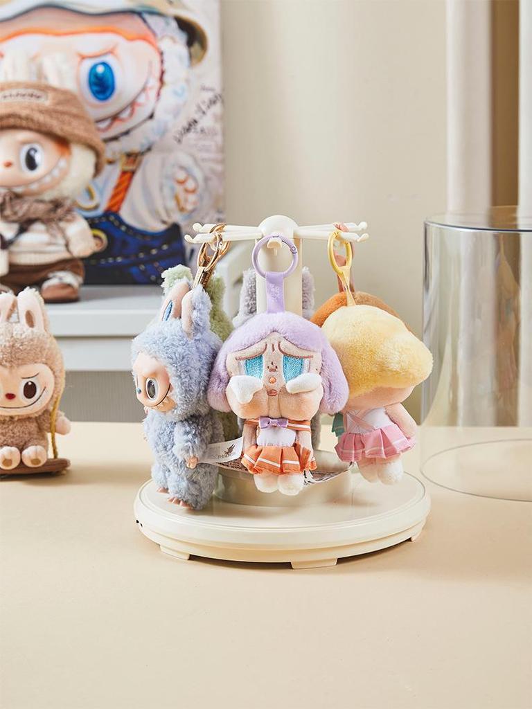 Labubu Charm Music Rotating Display Box: Transparent Plush Doll Figurine Storage Stand
