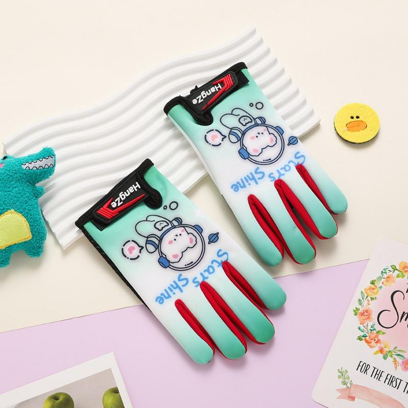 Children's gloves autumn and winter velvet warm students boys and girls thickened cycling windproof outdoor cycling cold-proof gloves