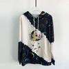 Felpa con cappuccio con coulisse e stampa luna casual a maniche lunghe Abbigliamento da donna