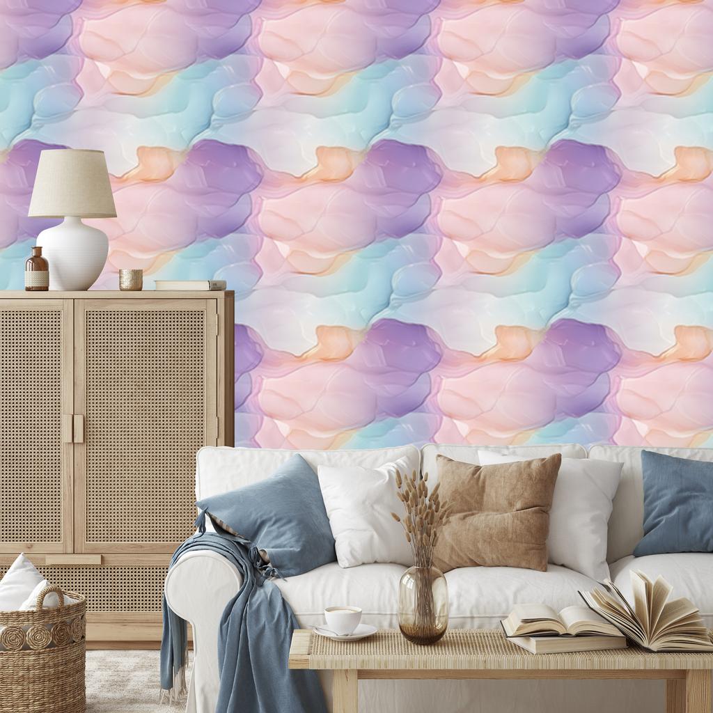 Ink Wallpaper Light Gray, Purple and Coral 50x1000
