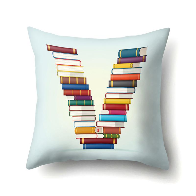 Polyester Pillowcase Car Decoration Home 26 English Letters Print Book Pillowcase