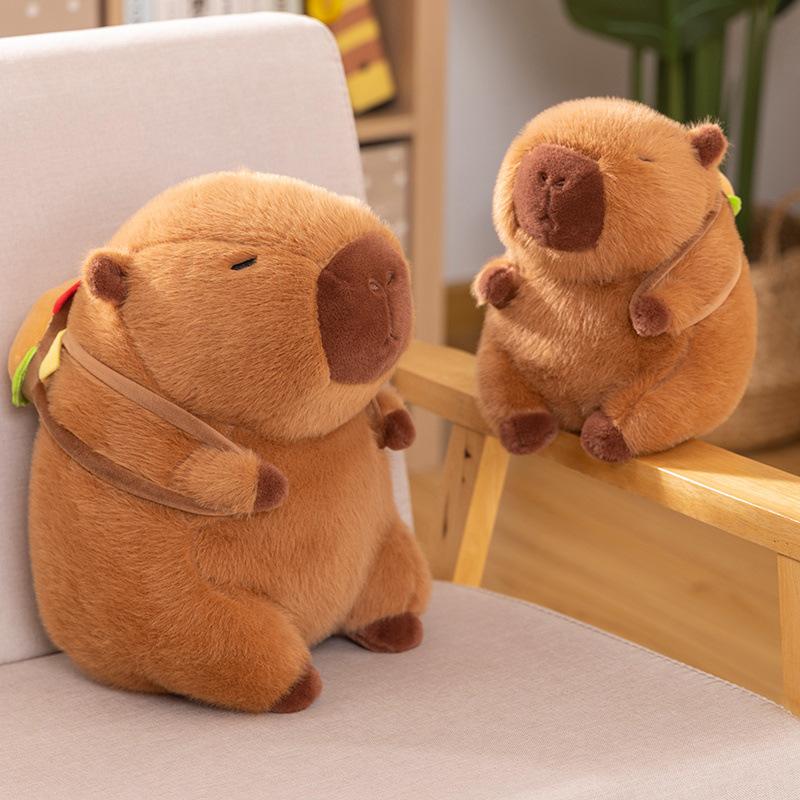Cute Kapibala Hamburger Backpack Capybara Doll Plush Toy Guinea Pig Doll Children's Pillow Girl