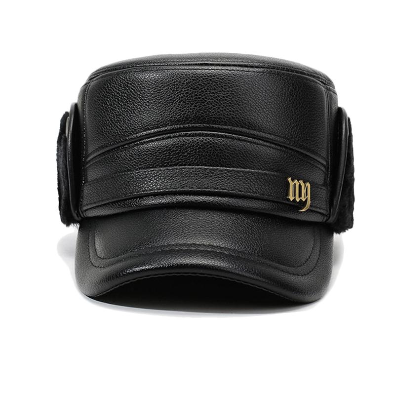 Herren Flachmütze Winter Warme Ohrenschutzmütze für Mittelalte und Ältere Bombermütze Dicke Kältefeste Mütze