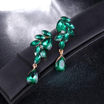 1 Pair Elegant Shining Faux Crystal Glass Dangle Earrings Women Exquisite Long Earrings Jewelry Gift