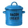 Vintage Enamel Bacon Grease Container with Lid Rustic Farmhouse Grease Container with 2 Handles Kitchen Oil Storage Jar for Storing Lard Spices Soup