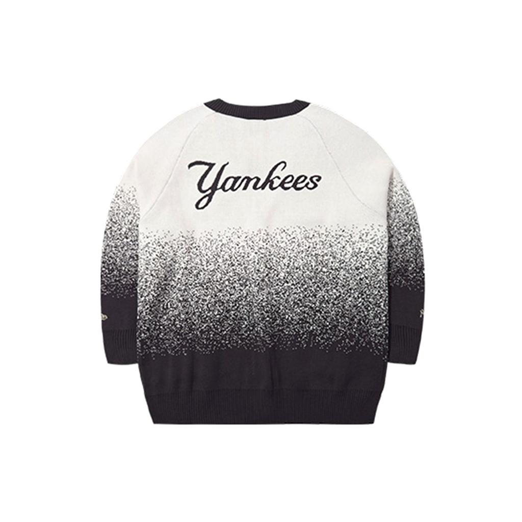 New Era FW23 MLB New York Yankees V-Neck Vintage Hand-Drawn Gradient Knit Sweater Unisex sweater Black 14112318