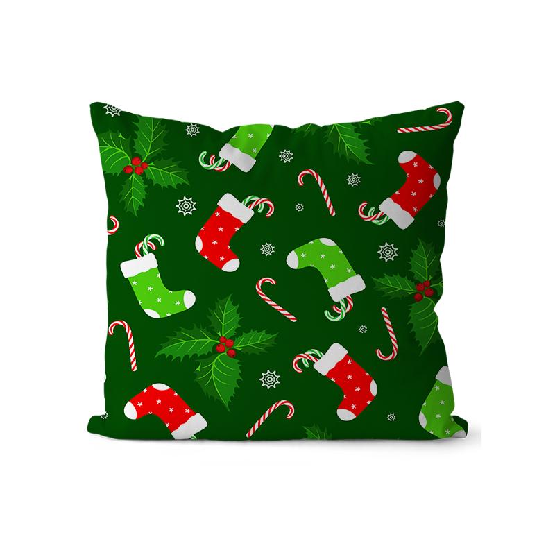 Christmas pattern square polyester pillowcase, sofa living room decorative cushion cover, bedroom bedside pillow cover