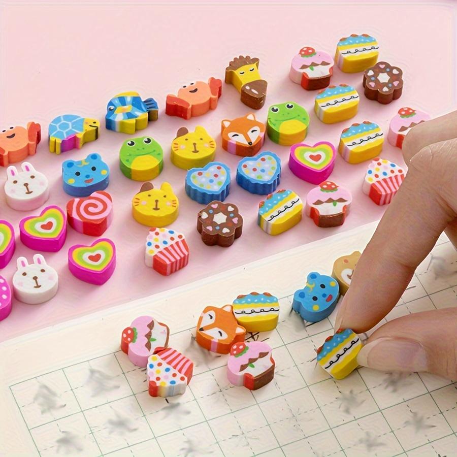 50pcs 1cm Pencil Rubbers Creative Fruit Animals Pattern Eraser Set for Students Correction Tools Office Stationery ZSY