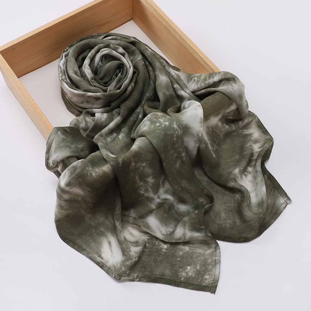 Hot Selling Tie Dye Printed Hijab Modal Cotton Viscose Scarf Rayon Shawl Lightweight Muslim Ramadan Headscarf Scarves