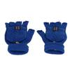 1 Pair USB Heated Gloves Electric Heating Thermal Knitting Gloves Half Finger Winter Hand Warmer for Working Blue