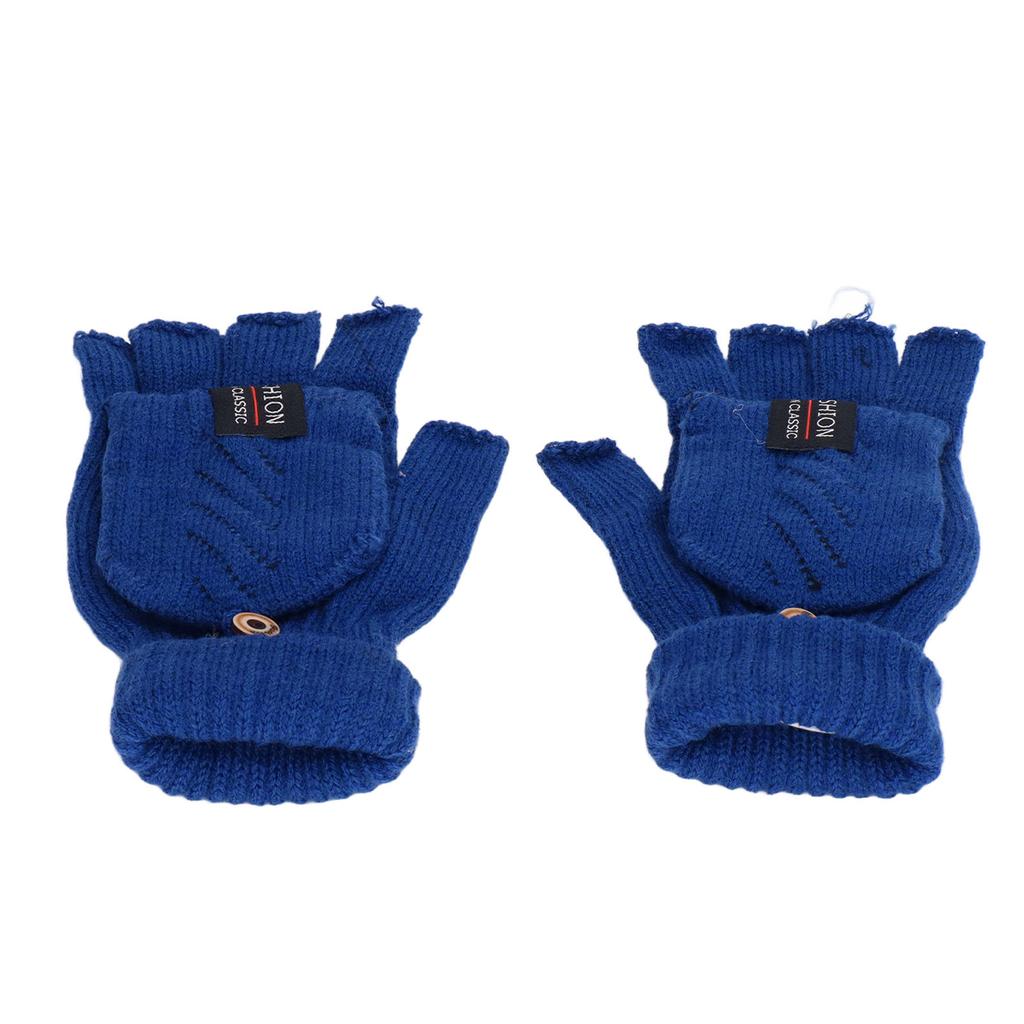 1 Pair USB Heated Gloves Electric Heating Thermal Knitting Gloves Half Finger Winter Hand Warmer for Working Blue
