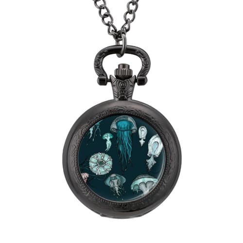 

Marine Life Jellyfish Vintage Pocket Watch Alloy Watch Pendant Necklace for Men and Women Gift