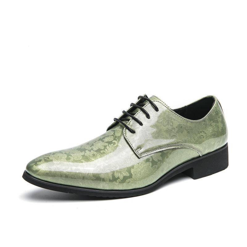Men's Glossy Patent Leather Pointed Toe Dress Shoes, Size 48 - Perfect for Weddings and Formal Business Occasions