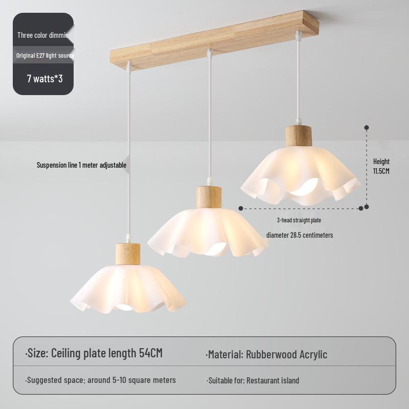 Nordic Modern Wood Art Light: Three-Head Dining Table and Bedroom Lamp in Japanese Wabi-Sabi Style.