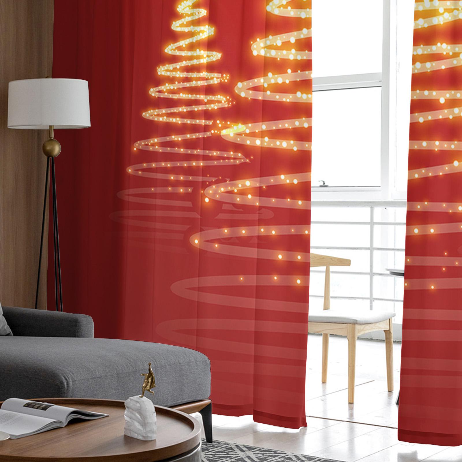 Рождественская елка красное золото гостиная прозрачная тюль оконная занавеска спальня — фото 4