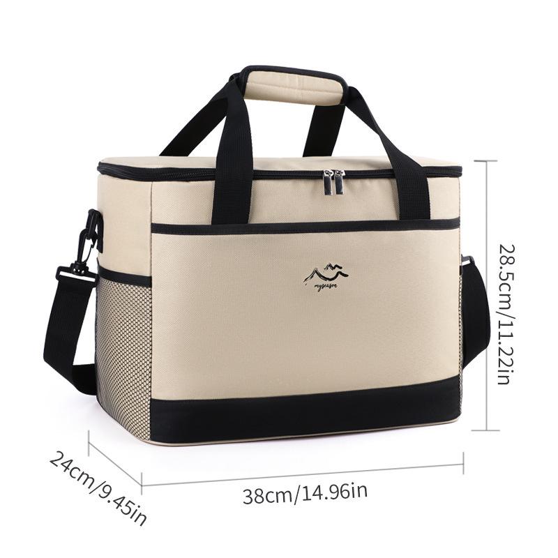 CampMate Portable Insulated Crossbody Picnic Lunch Bag with Ice Pack, Large Capacity бежевый