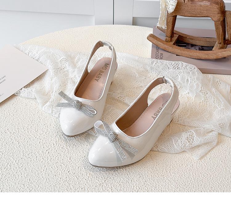 2025 Girls' Spring/Summer Butterfly Rhinestone High Heel Sandals in Mirror Patent Leather