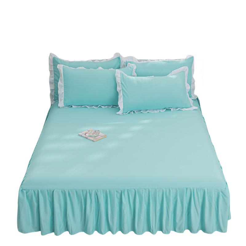1PC Bedding Bed Skirt With 2pcs Pillowcases Wedding Bedspread Bed Sheet Mattress Cover Full Twin Queen King Size Bedsheets