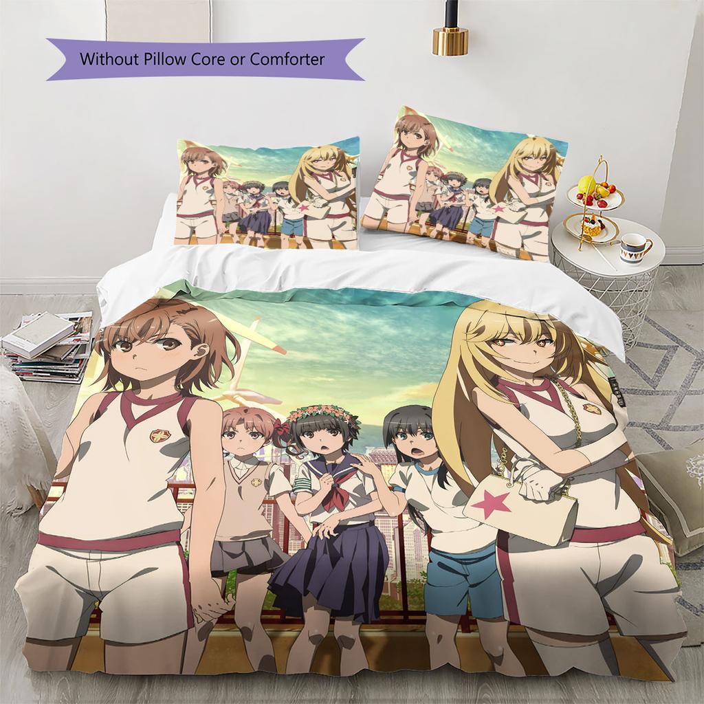 Scientific Railgun Pattern Bedding Quilt Set Quilt Cover Pillowcase Home Decoration Birthday Gift (1 * duvet cover + 2 * pillowcase, without core)