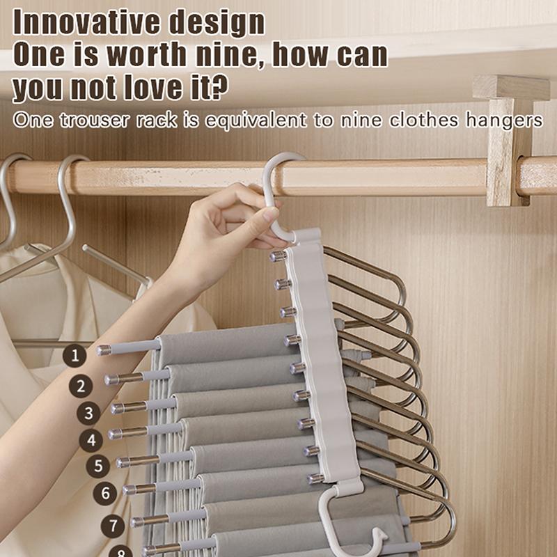 Sammenleggbare magiske buksehengere 5/9 lag rustfritt stål plassbesparende klesstativ organizer for garderobe jeans bukser skjerf