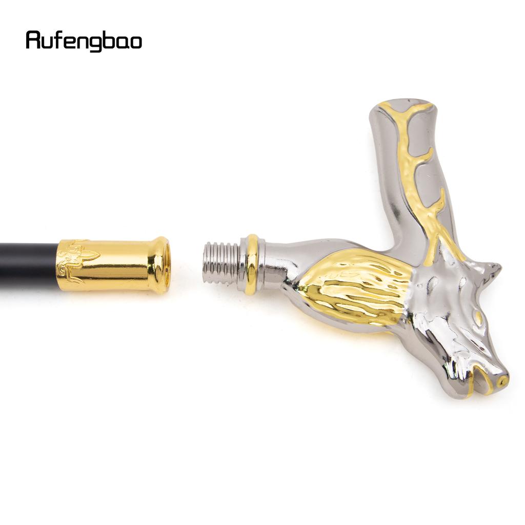Golden White Deer Walking Cane Fashion Decorative Walking Stick Gentleman Elegant Cosplay Cane Knob Crosier 92cm