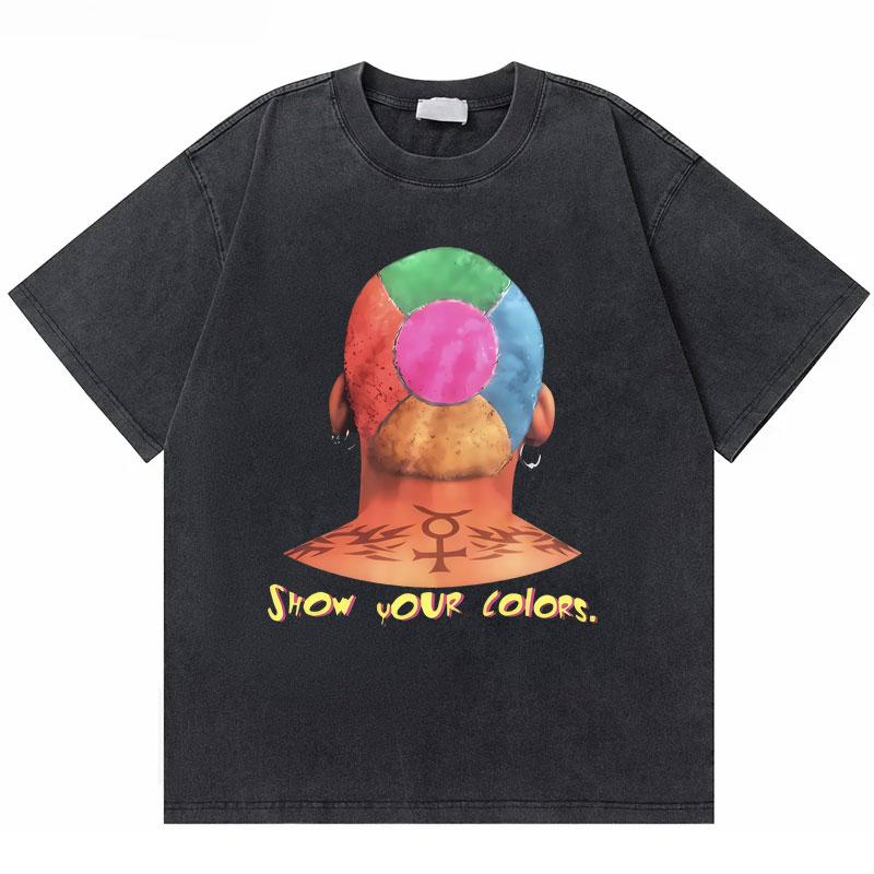 2026 Hot Sale Washed Vintage The Worm Dennis Rodman I'm Back T-shirt Men Women Fashion Hip Hop Oversized T Shirts Male Rock Retro Streetwear